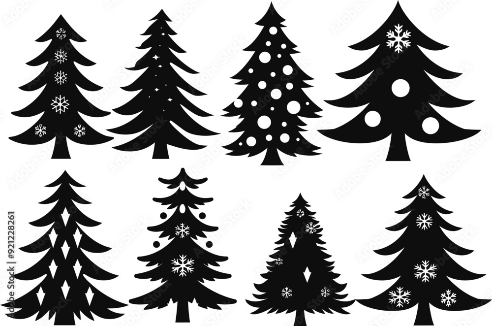 set of christmas trees vector simple silhouette set of christmas trees vector simple silhouette