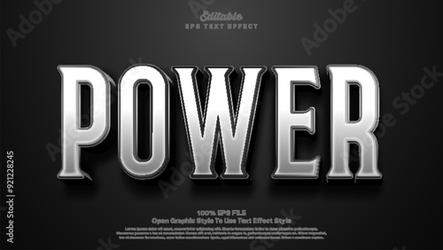 Power text effect, 3d editable text strong power theme.