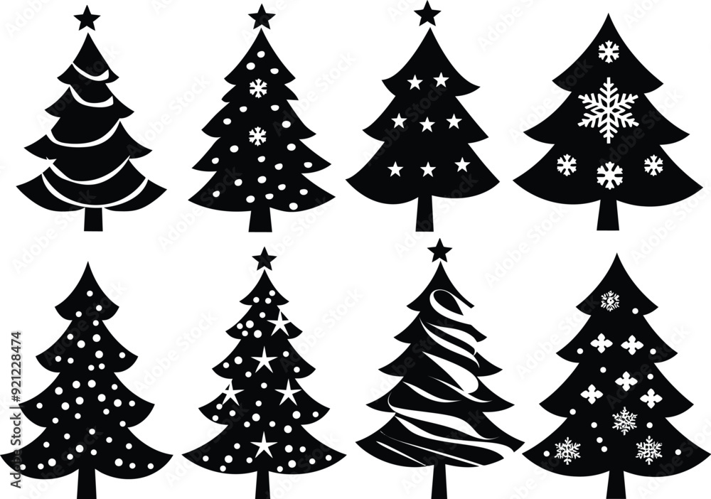 set of christmas trees vector simple silhouette set of christmas trees vector simple silhouette