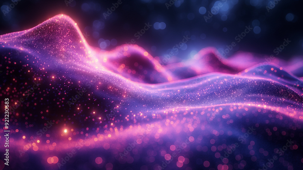 Obraz premium A purple and blue wave with a lot of sparkles