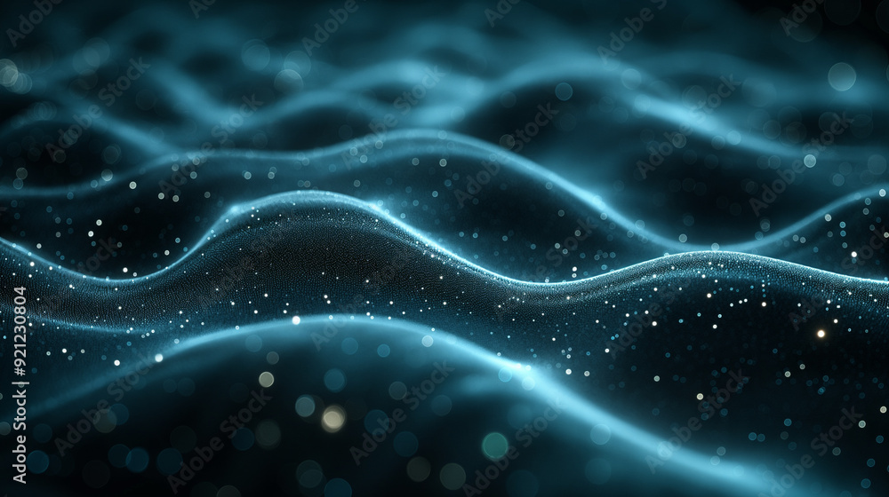 A blue wave with many small dots in it A blue wave with many small dots in it