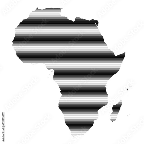 Africa continent map with lined pattern vector illustration