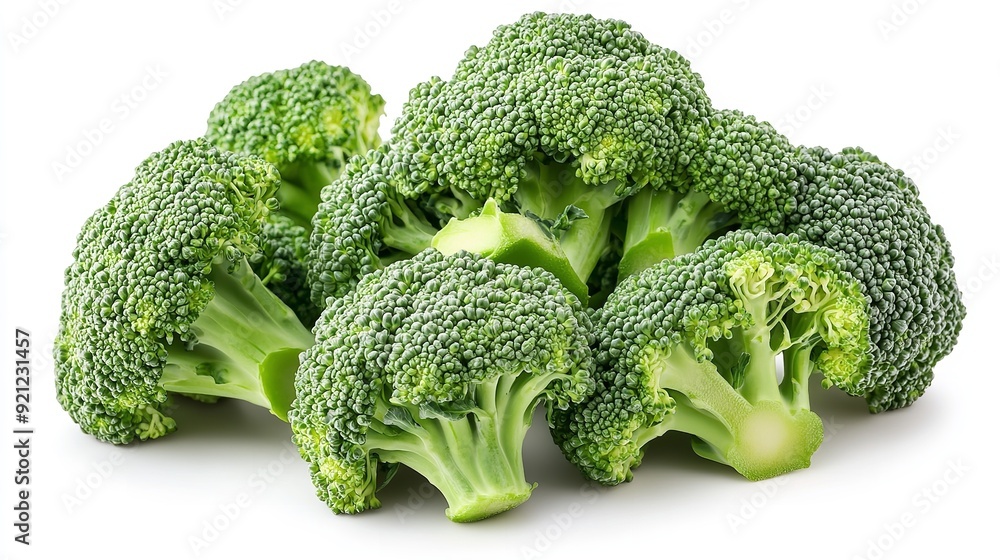 Fresh Green Broccoli Florets on White Background Fresh Green Broccoli Florets on White Background