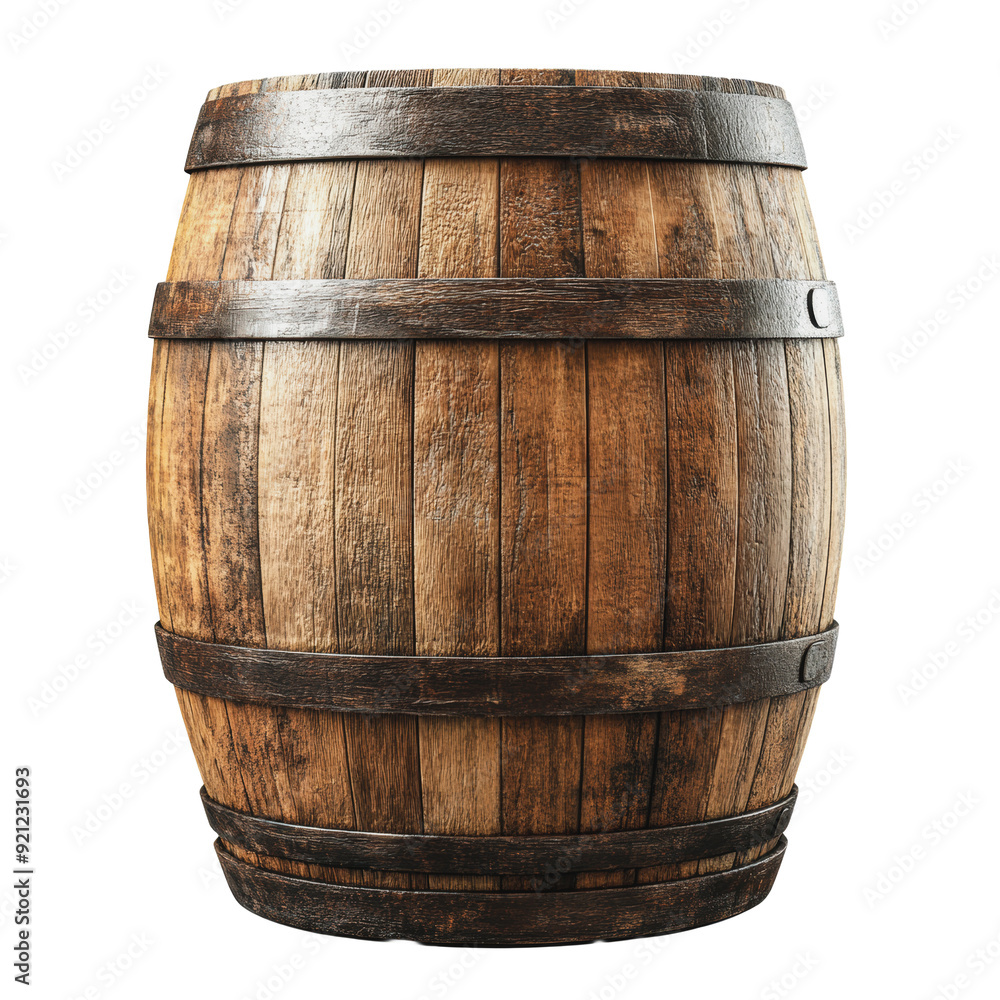 Obraz premium PNG Rustic wooden barrel on a white background