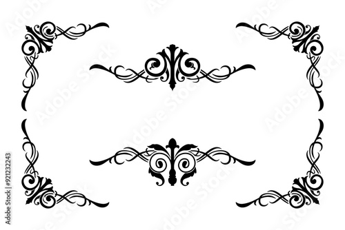 Classic Vitage Wedding Ornaments Frames Separator Elements Classic Vintage Wedding Invitation Hand Drawn Ornate the Calligraphy Poster Victorian Style