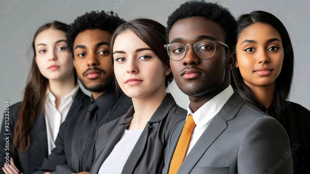 Young business people isolated, in a meeting, diverse ethnic backgrounds, contemporary professional wear Young business people isolated, in a meeting, diverse ethnic backgrounds, contemporary professional wear