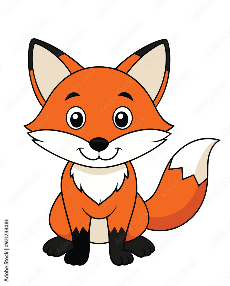 Obraz premium Fox cute cartoon character design illustration