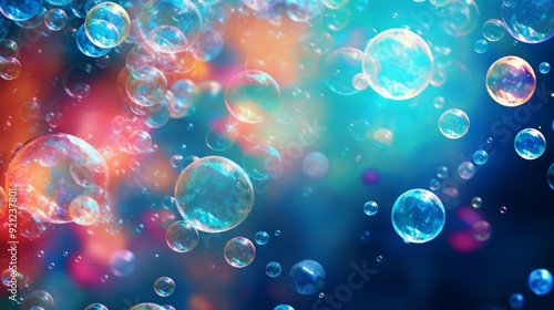 Wallpaper Mural Soap bubbles on colorful blurred background. Neural network ai generated art Torontodigital.ca