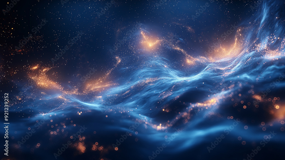 Fototapeta premium A blue wave with many small dots in it