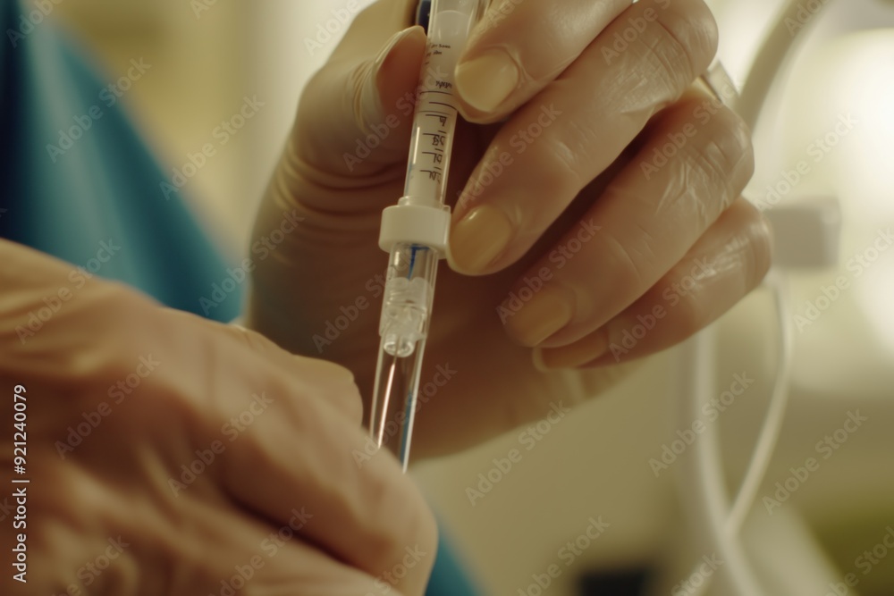 Nurse Preparing IV Drip for Hospital Patient Nurse Preparing IV Drip for Hospital Patient