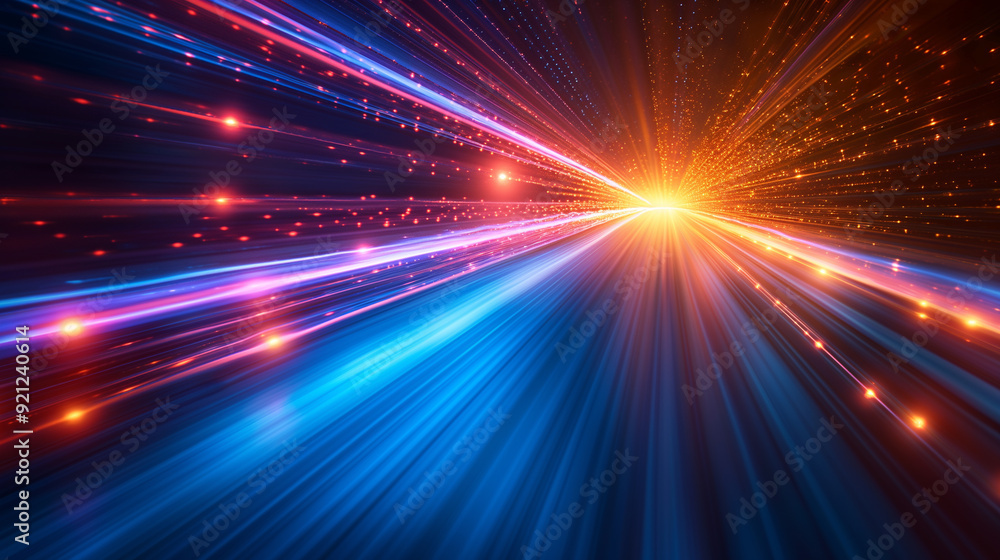 A blue and orange light streaking across the sky A blue and orange light streaking across the sky