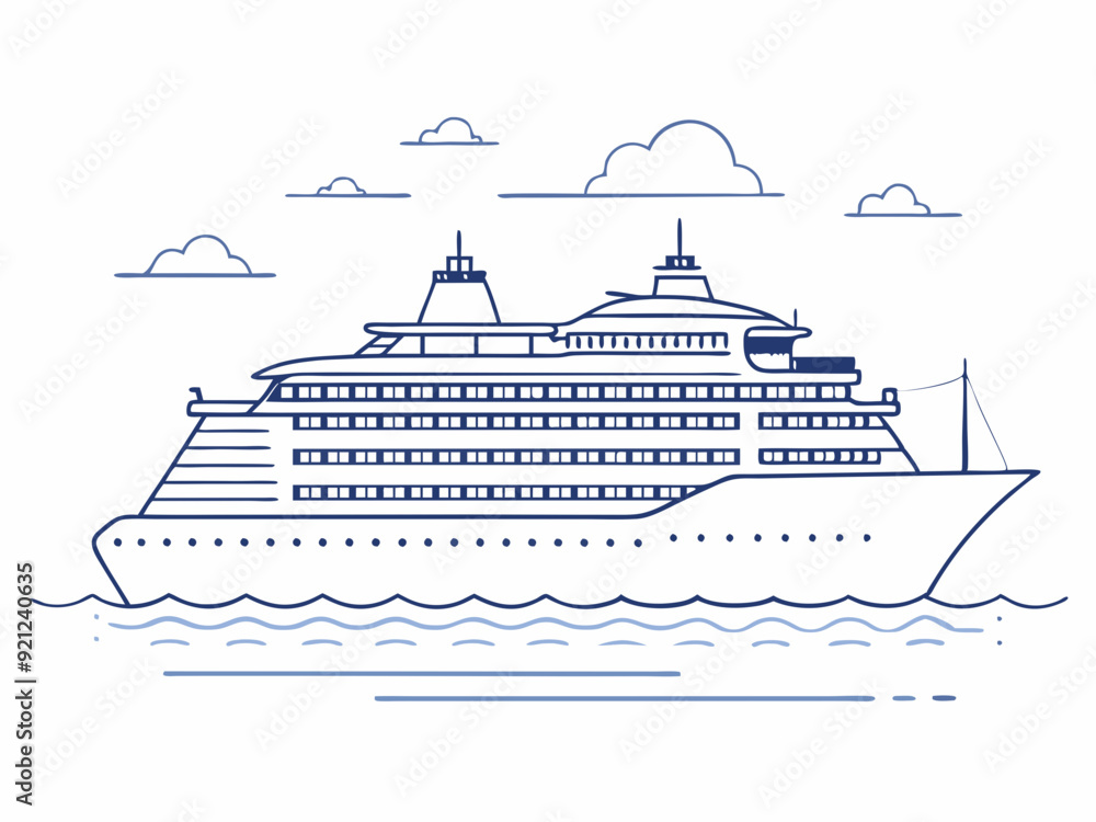 continuous single line drawing of large cruise ship on ocean, line art vector illustration
continuous single line drawing of large cruise ship on ocean, line art vector illustration