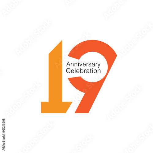 19 Logo, 19th Anniversary Logo, Vector Template Design element for birthday, invitation, wedding, jubilee and greeting card illustration.