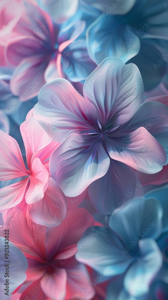 3D Picture of Pink and Blue Gradient Petals 3D Picture of Pink and Blue Gradient Petals