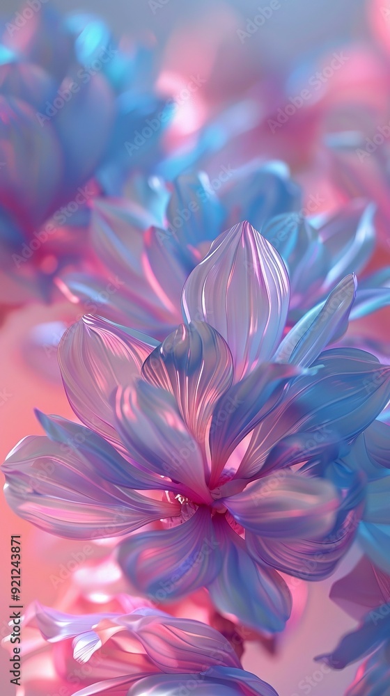 Fototapeta premium 3D Picture of Pink and Blue Gradient Petals