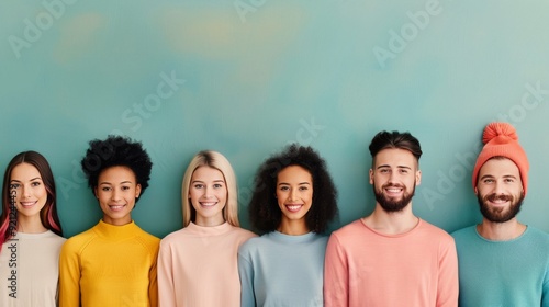 Diverse Group of Young Adults Posing Together in a Bright Indoor Space