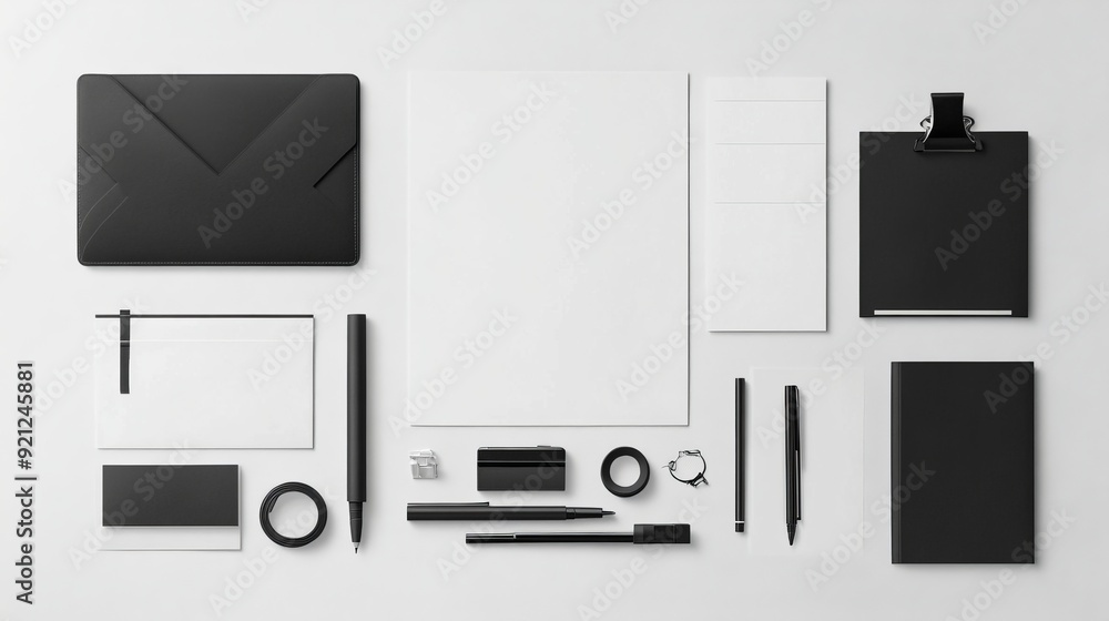 Stylish Black Office Supplies Arrangement Stylish Black Office Supplies Arrangement