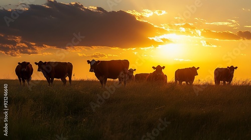 Cattle Silhouettes at Sunset