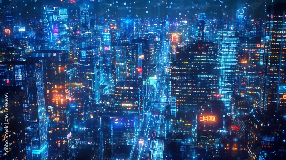 Futuristic cityscape with AI-managed public services and augmented reality enhancements Futuristic cityscape with AI-managed public services and augmented reality enhancements