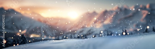 Snow-Covered Mountains at Dusk With Warm Glow in the Valley