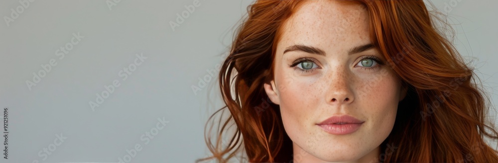 Obraz premium Young Woman With Red Hair Posing in a Cozy Indoor Setting