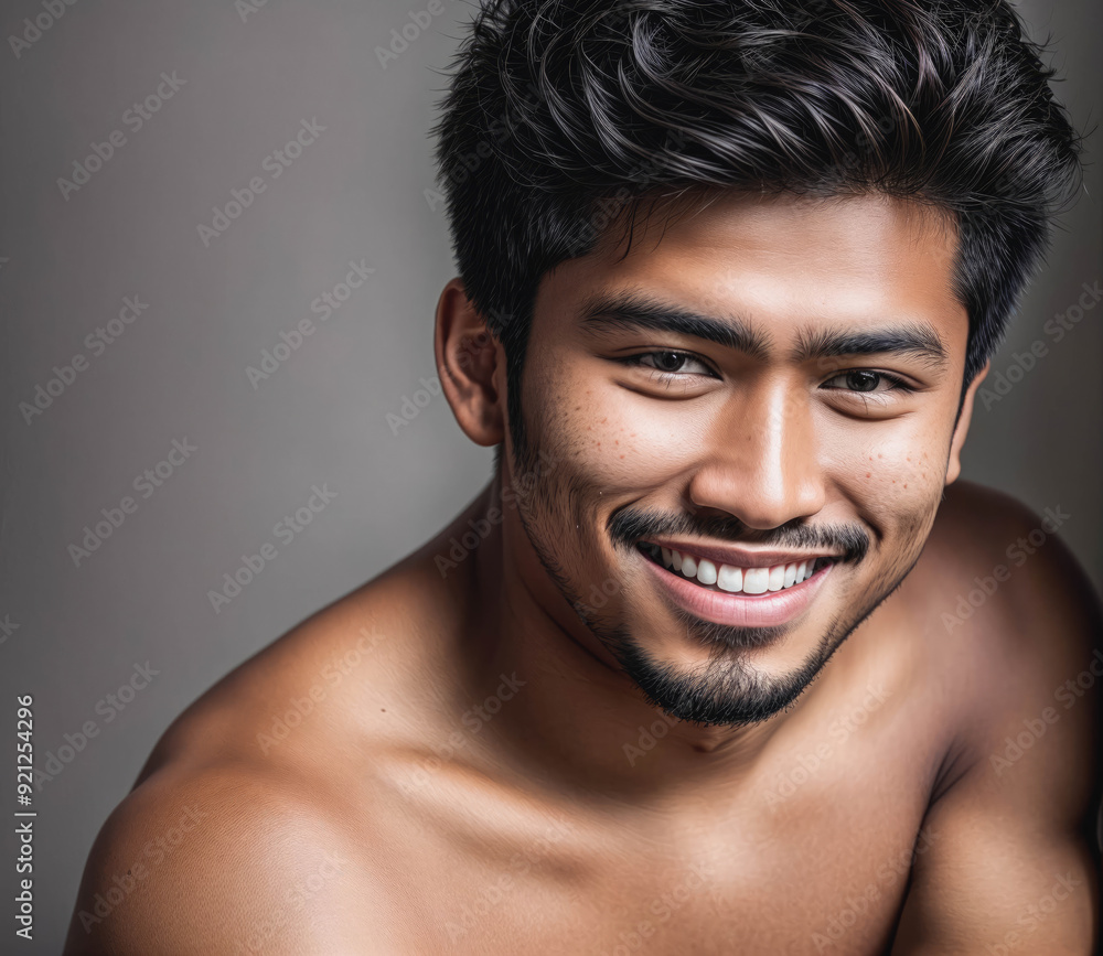 A man with a beard and mustache is smiling