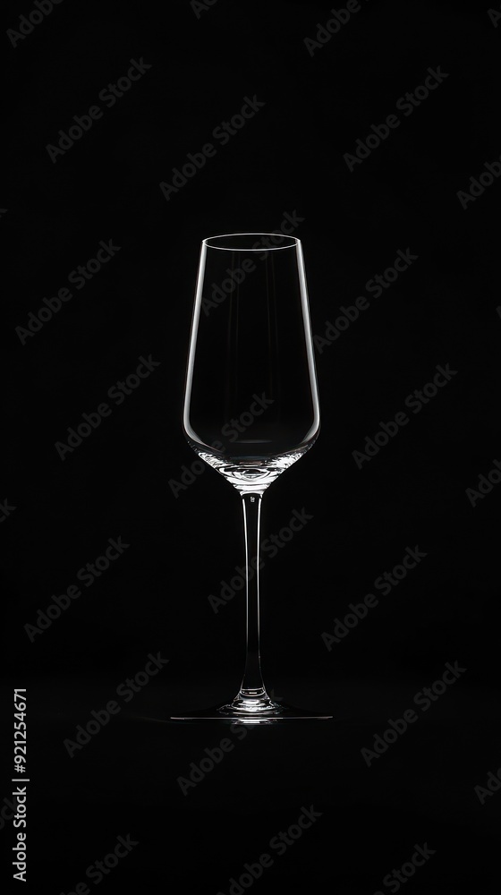 Tall thin wine glass on black background, artistic photo Tall thin wine glass on black background, artistic photo