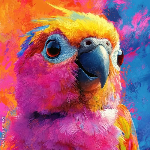 Vibrant parrot with detailed feathers abstract painting photo