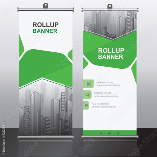 Roll up banner design template, vertical, corporate background, pull up design, vector, abstract geometric background, modern x-banner and flag-banner,rectangle size.