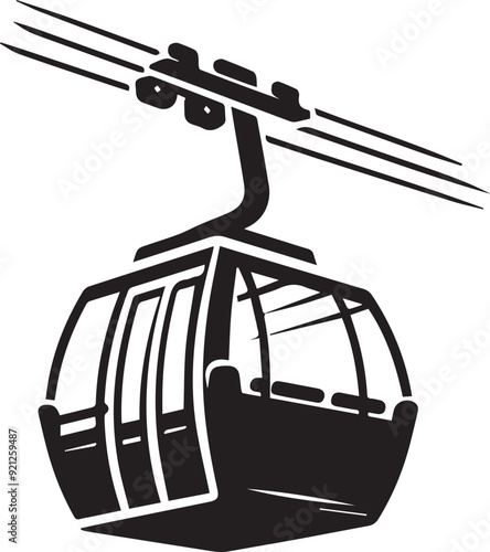 Cable Car vector silhouette illustration logo