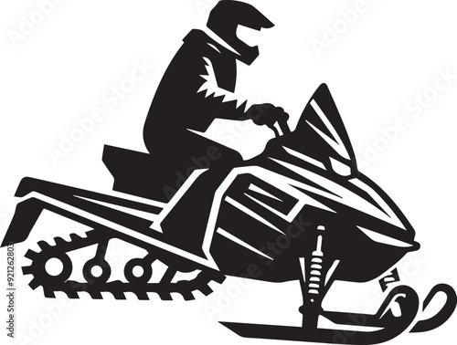 Canvas Print Snowmobile vector silhouette illustration logo
