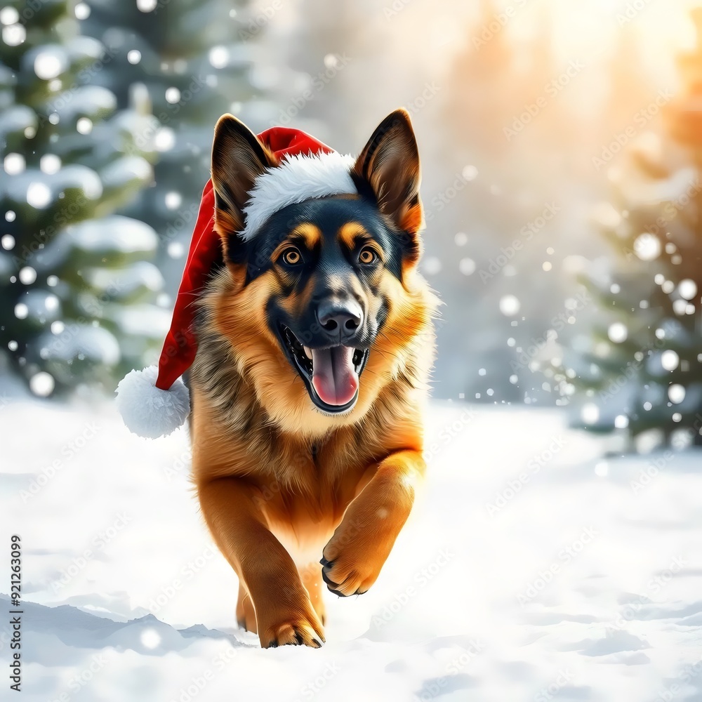 Beautiful Dog Wearing Christmas Cap - Festive Holiday Cheer and Adorable Pet Photography Beautiful Dog Wearing Christmas Cap - Festive Holiday Cheer and Adorable Pet Photography
