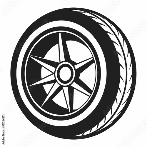 Automobile rubber tires with rim illustration art vector