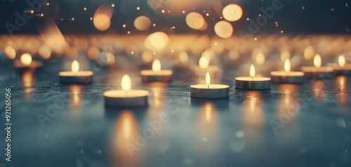 Soft Glowing Candles Illuminating A Dark Surface With Warm Light