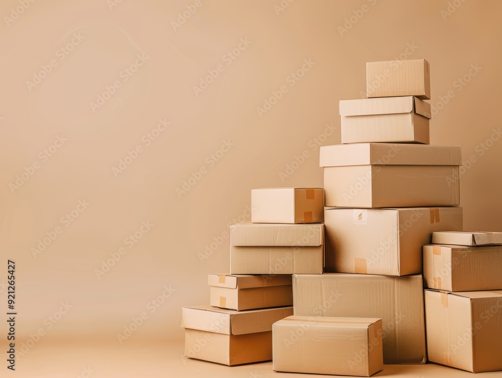 Stacked Cardboard Boxes Beige. Stacked Cardboard Boxes Beige.