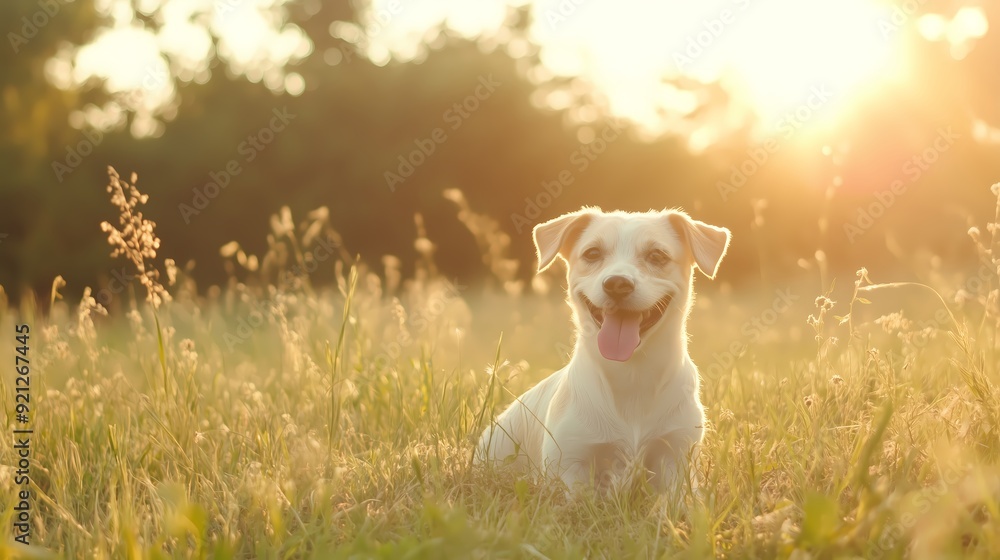 Fototapeta premium golden retriever running in the field