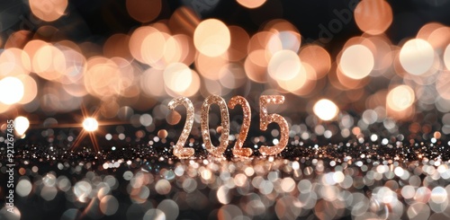 New Year Celebration Decor With Glitter and Lights at Midnight