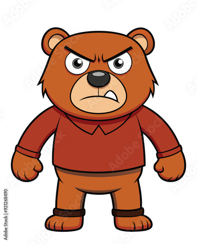 A angry bear cartoon character design illustration