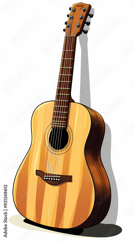 Obraz premium Detailed Vector Illustration of Acoustic Guitars Showcasing Polished Wood Finish and Craftsmanship for Musical Performances