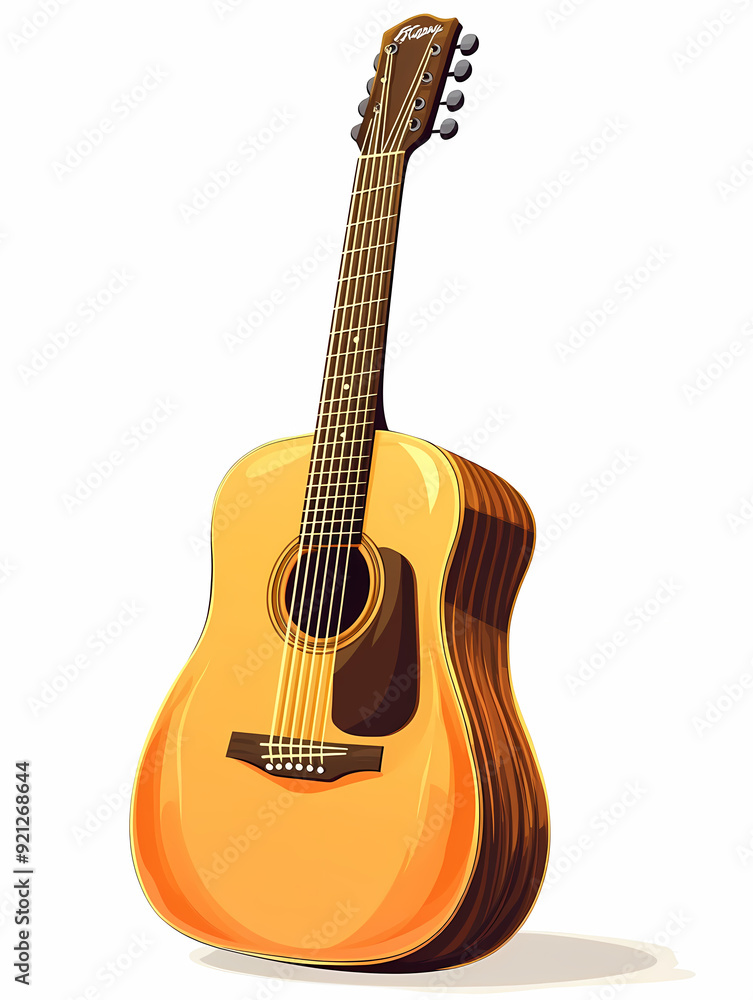 Obraz premium Detailed Vector Illustration of Acoustic Guitars Showcasing Polished Wood Finish and Craftsmanship for Musical Performances