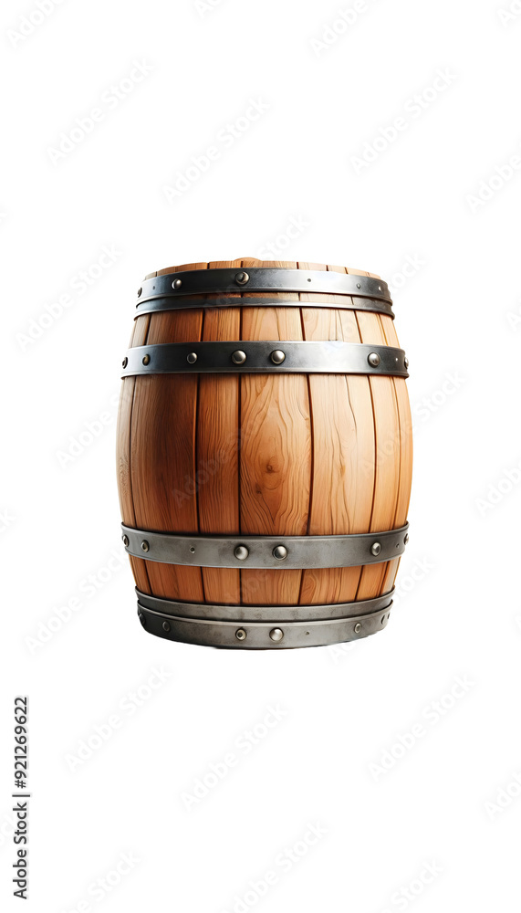Obraz premium Old wooden barrel isolated on transparent background 