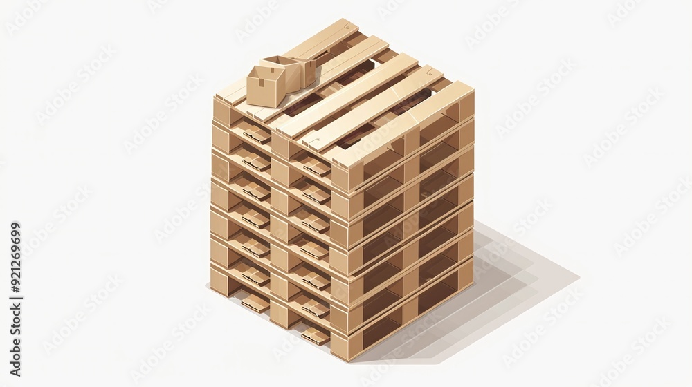 Illustrated pallet stacked with boxes, isolated on a white background Illustrated pallet stacked with boxes, isolated on a white background