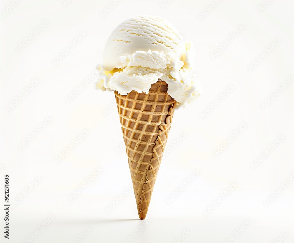 Focus Stacked White Ice Cream Cone on Pure White Background with Copy Space Focus Stacked White Ice Cream Cone on Pure White Background with Copy Space
