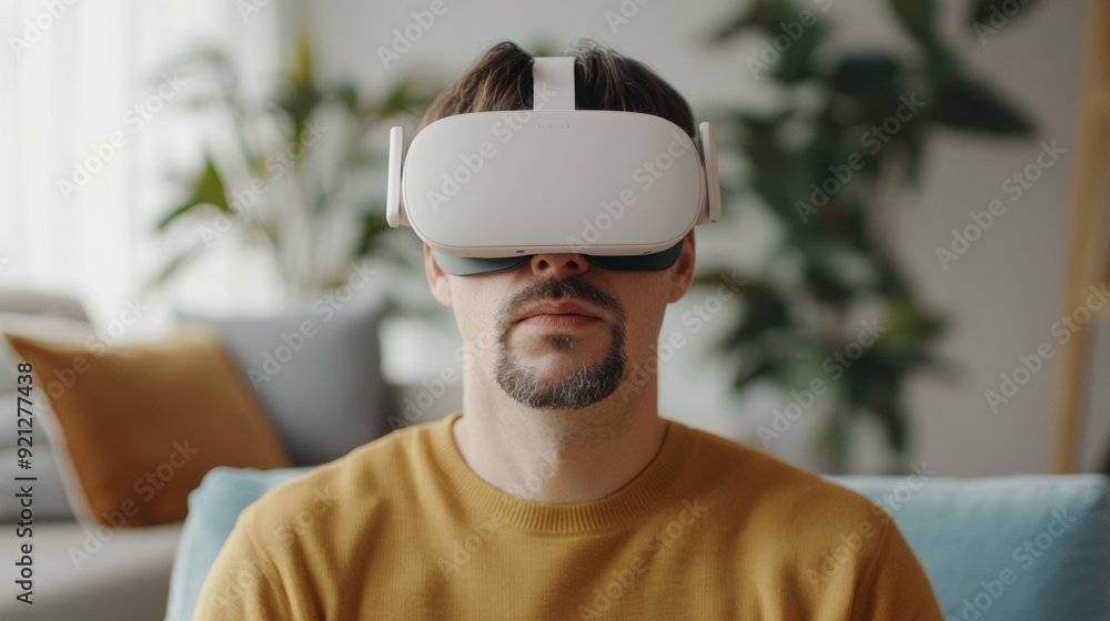 a man wearing virtual reality device a man wearing virtual reality device