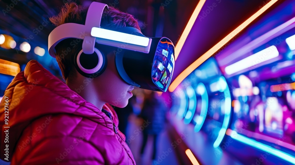 a person wearing virtual reality device a person wearing virtual reality device
