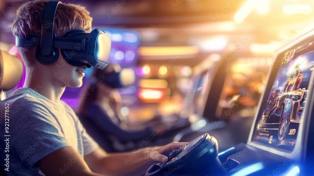 a man wearing virtual reality device a man wearing virtual reality device