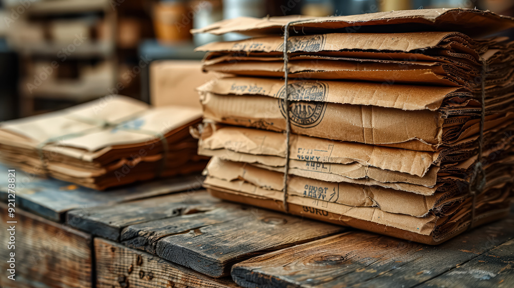 A stack of old, crumpled brown paper. Ideal for evoking a vintage, rustic aesthetic or themes related to recycling and aged materials. A stack of old, crumpled brown paper. Ideal for evoking a vintage, rustic aesthetic or themes related to recycling and aged materials.