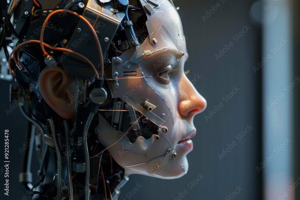 An illustration of a womans head with wires attached, symbolizing a connection to technology or artificial intelligence, Imagining AI as a tool for augmenting human capabilities An illustration of a womans head with wires attached, symbolizing a connection to technology or artificial intelligence, Imagining AI as a tool for augmenting human capabilities