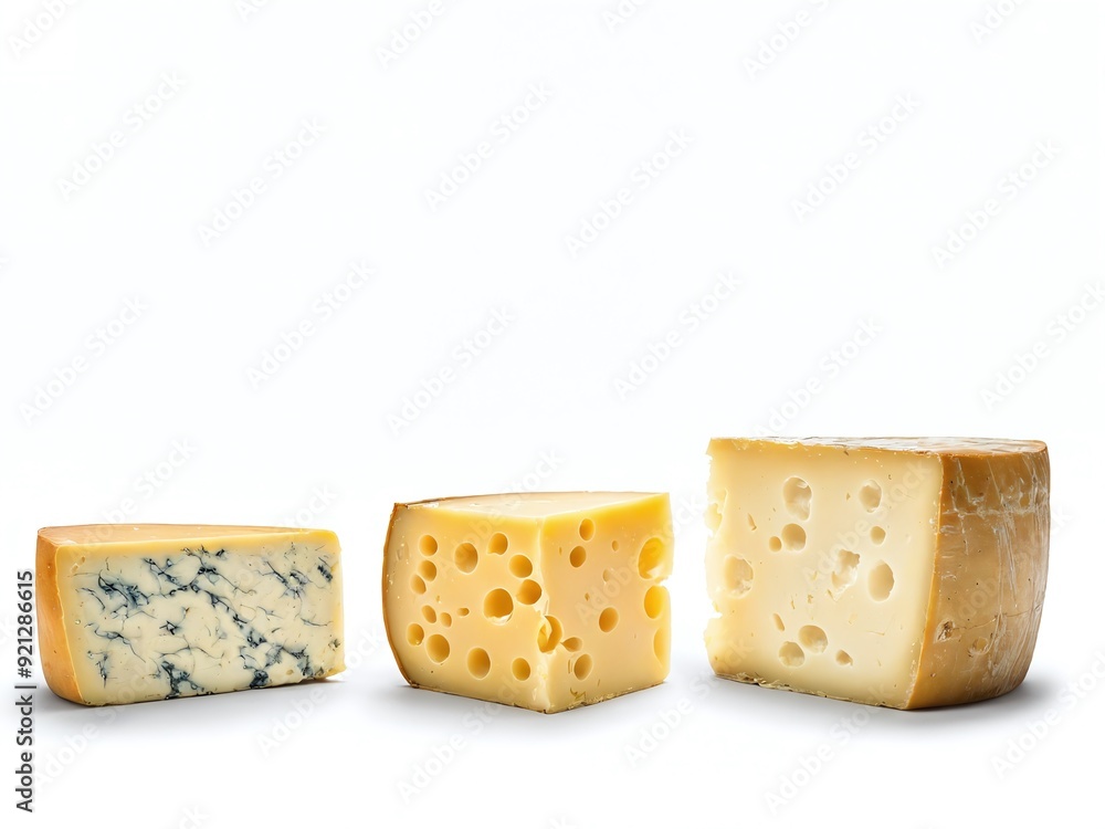 Assorted cheeses displayed neatly on a light background for culinary inspiration and presentation Assorted cheeses displayed neatly on a light background for culinary inspiration and presentation
