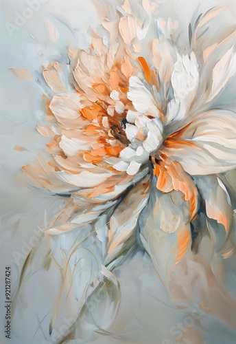large white flower orange centers fading inspiring overturned princess oil holding intimately botanic refined color